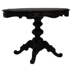 19th Century French Wood Black Patinated Side Table 