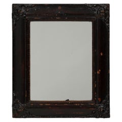 19th Century French Wood Black Patinated Wall Mirror
