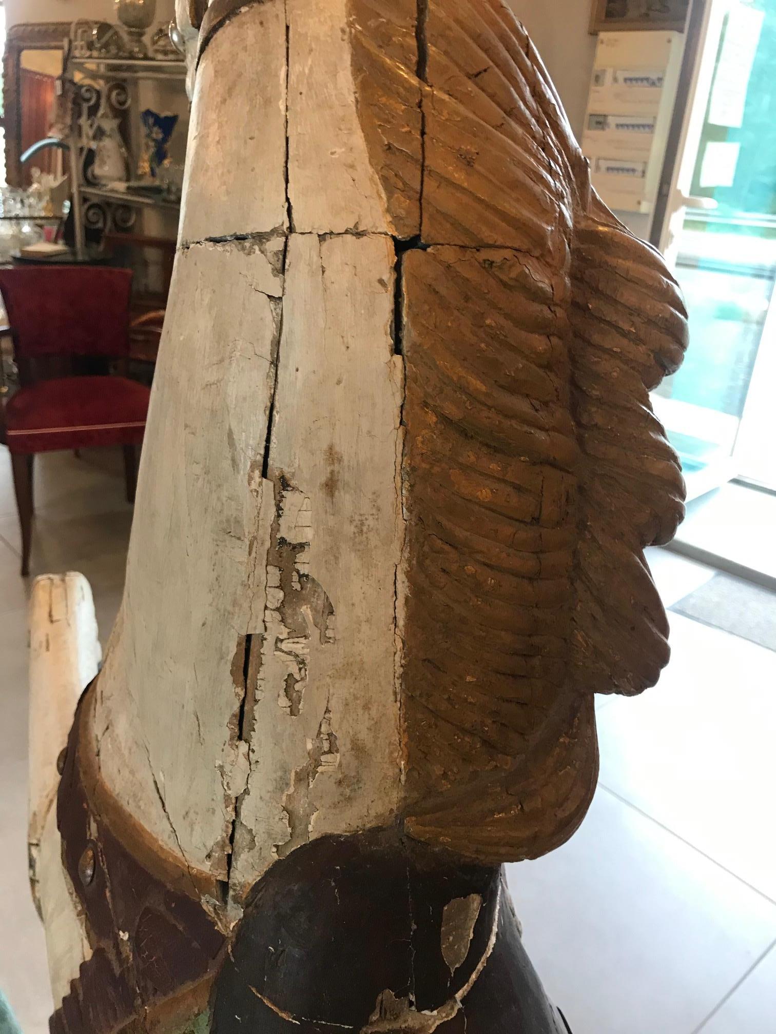 Cheval de manège en bois français du 19ème siècle, années 1850 3