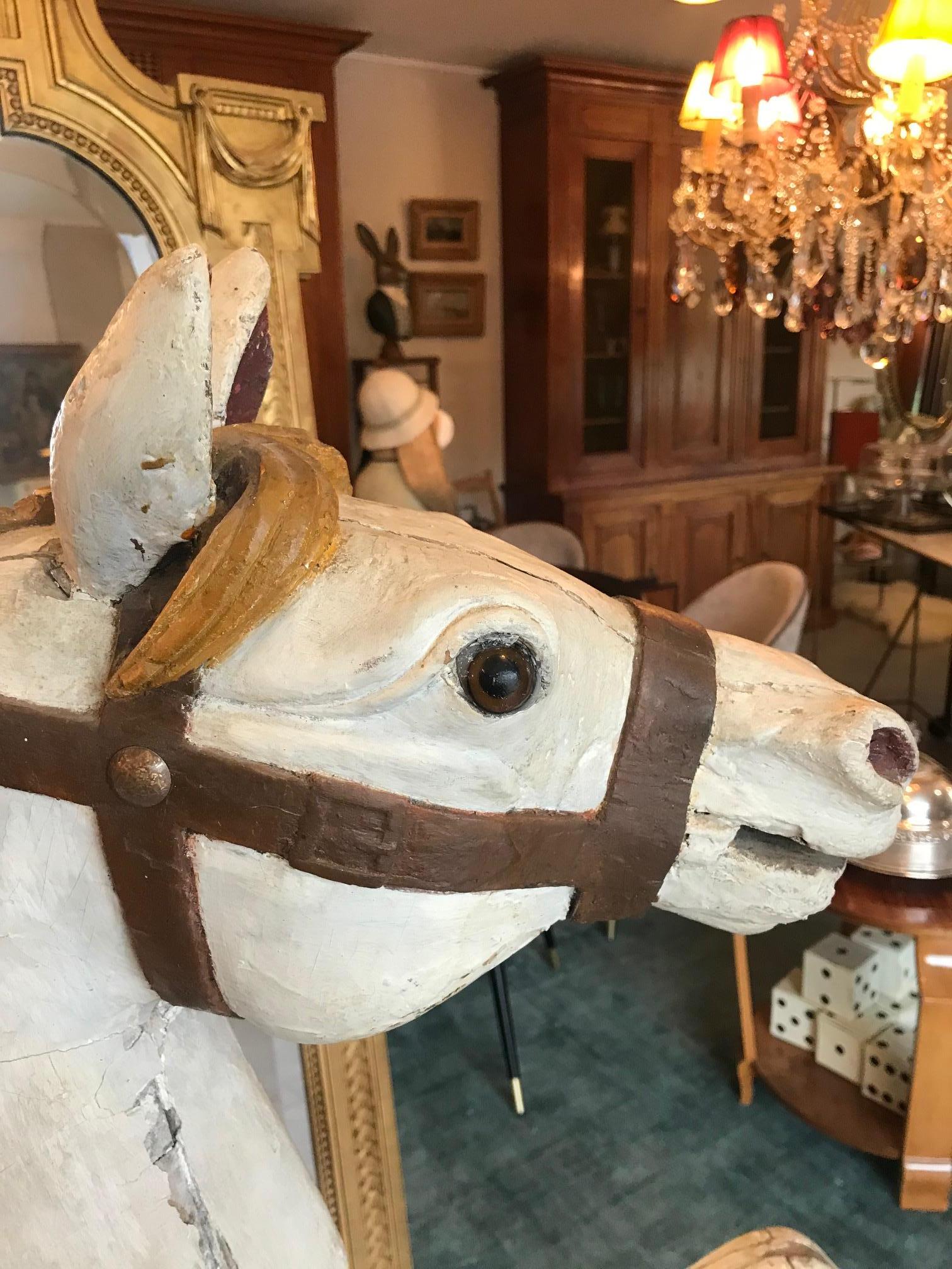 Cheval de manège en bois français du 19ème siècle, années 1850 4