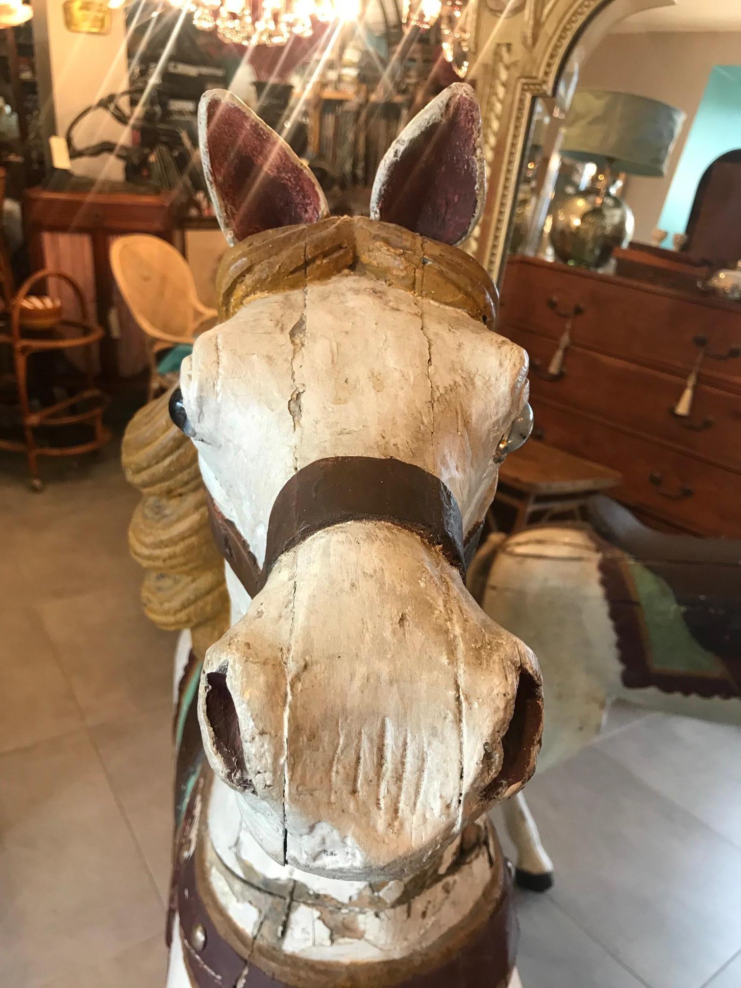 Cheval de manège en bois français du 19ème siècle, années 1850 5