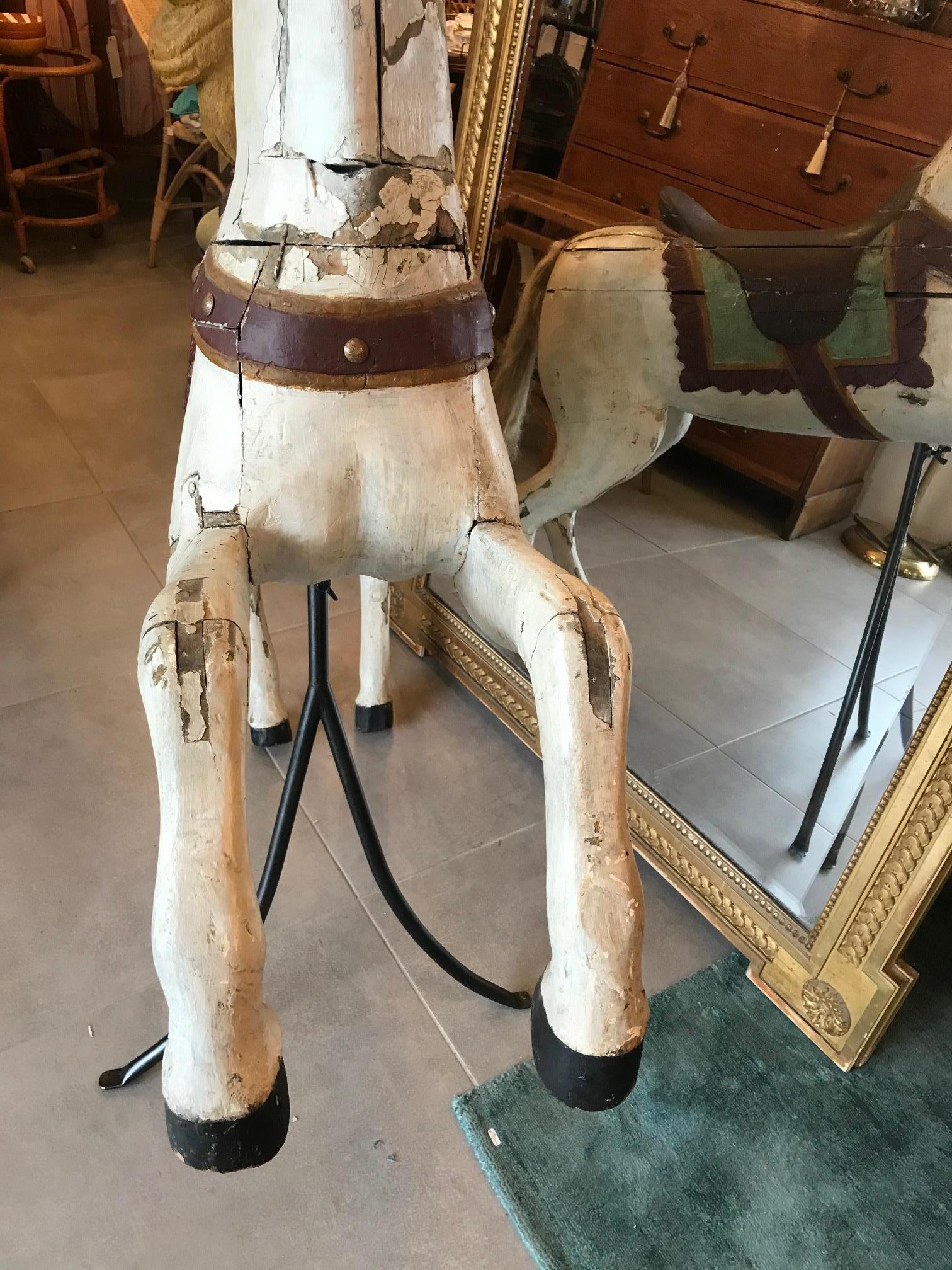 19th Century French Wood Carousel Horse, 1850s 8