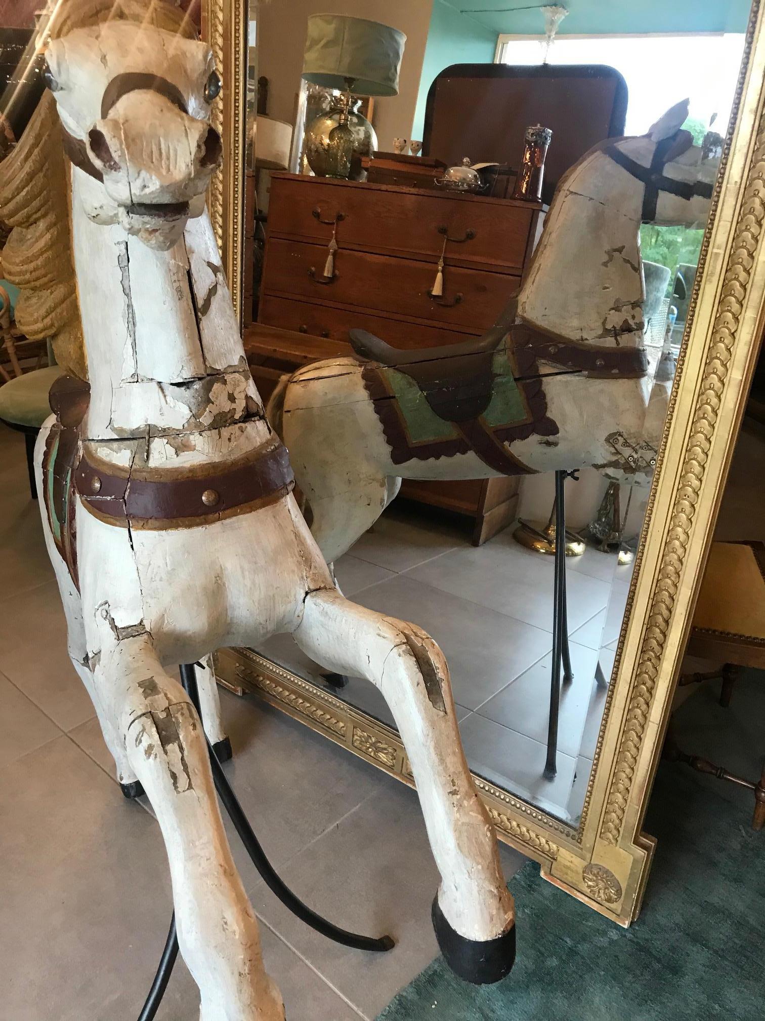 19th Century French Wood Carousel Horse, 1850s 9
