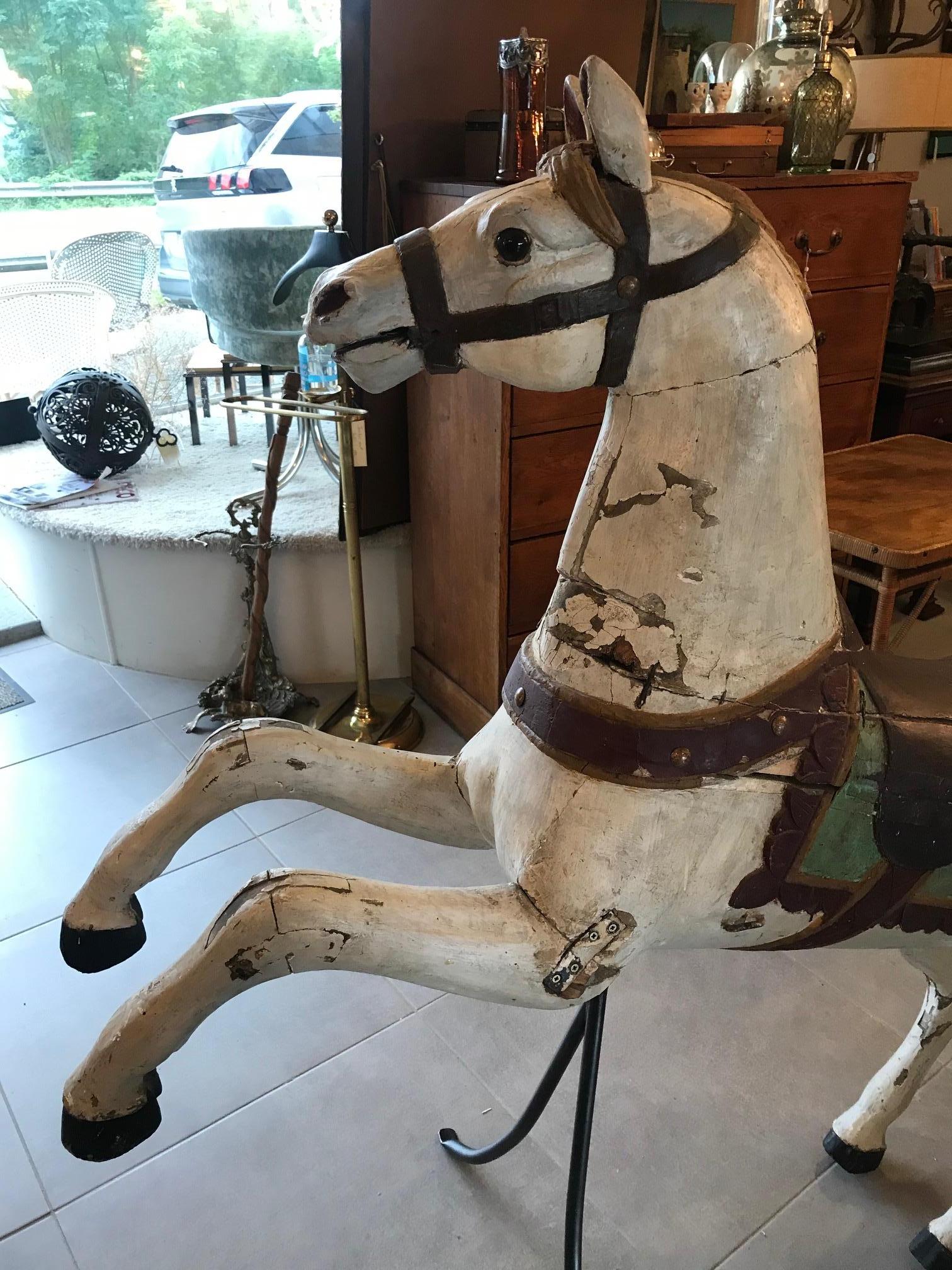 Cheval de manège en bois français du 19ème siècle, années 1850 8
