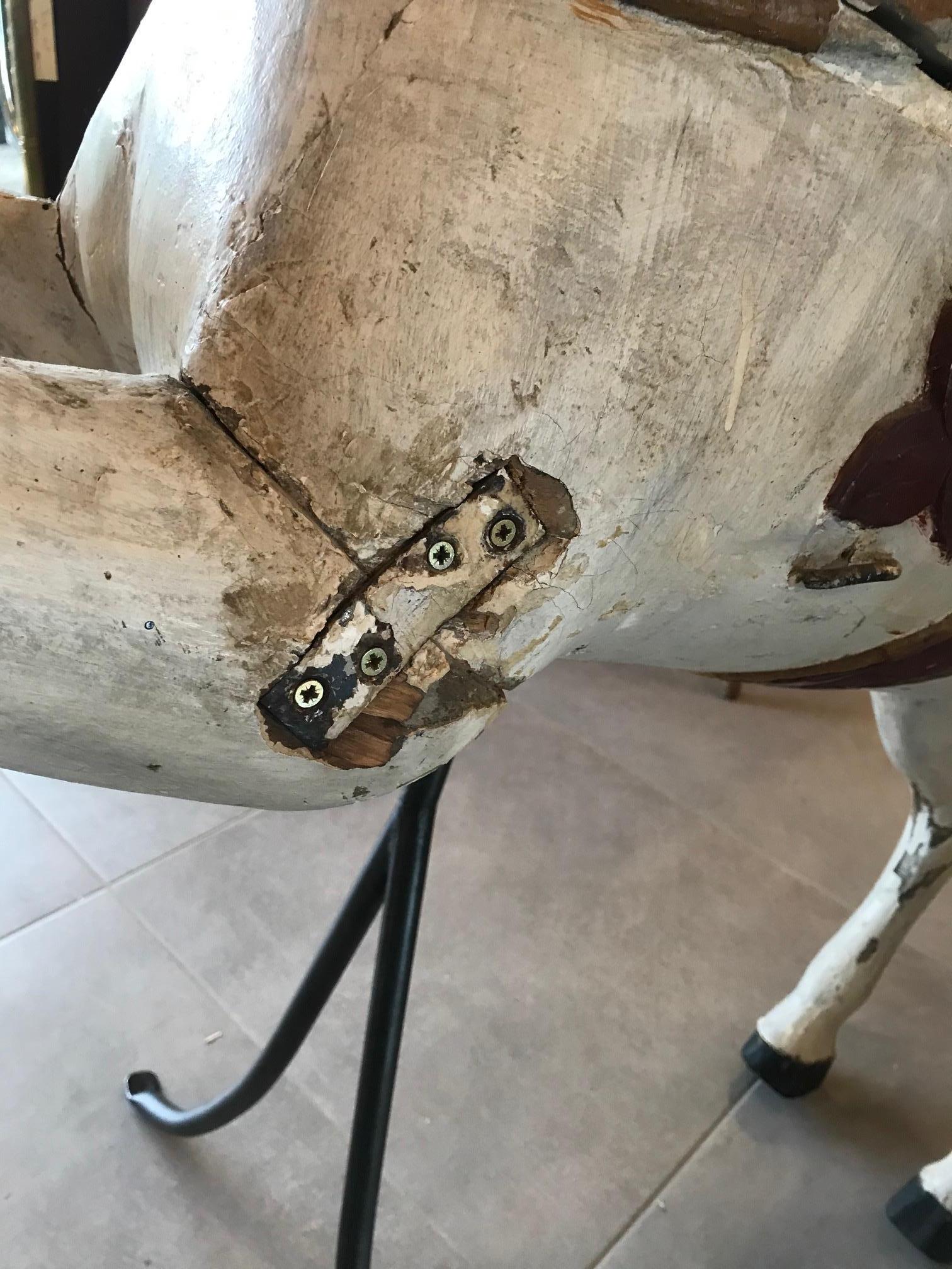 Cheval de manège en bois français du 19ème siècle, années 1850 10