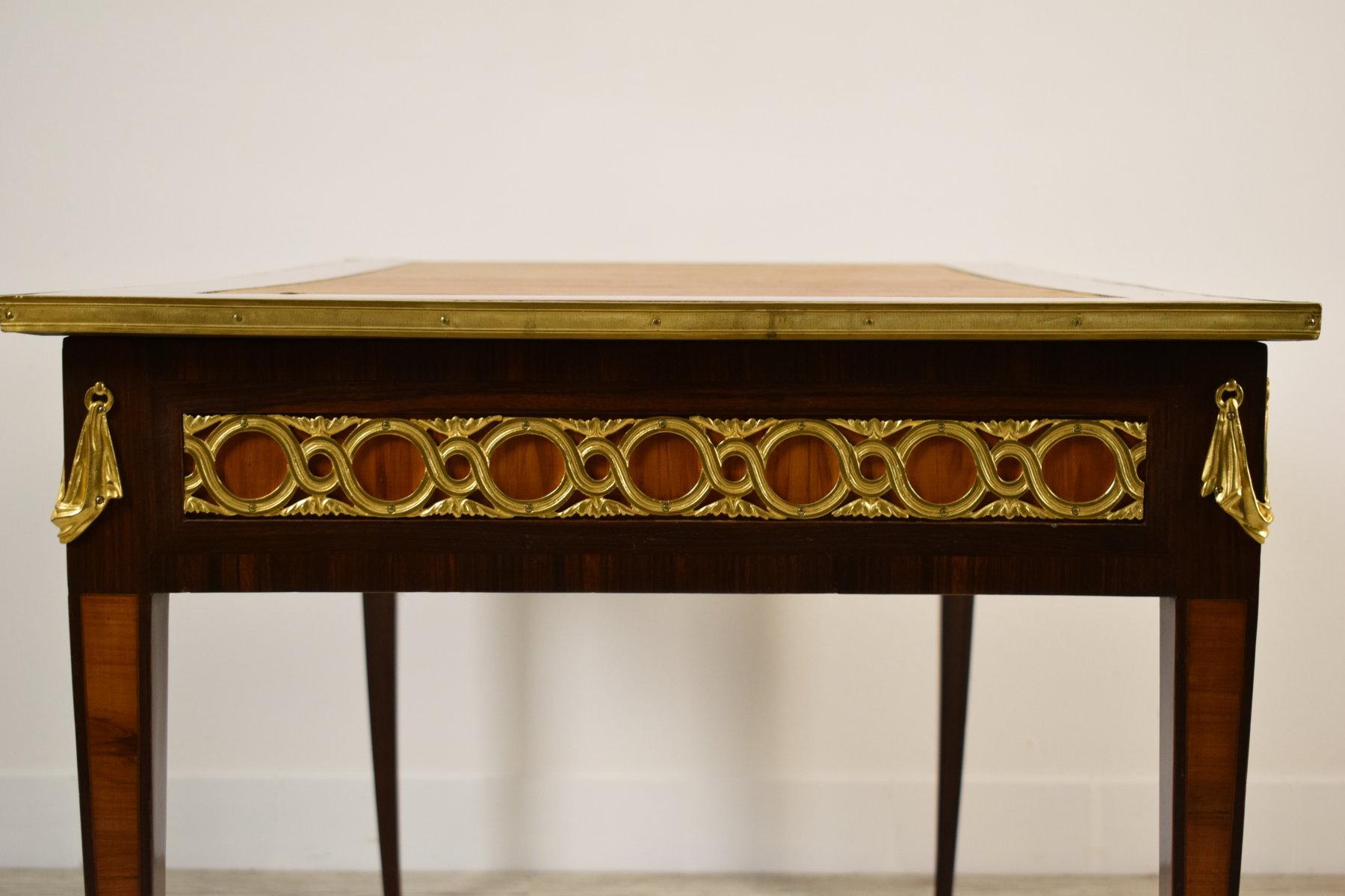 19th Century French Wood Desk Table with Golden Bronzes 6