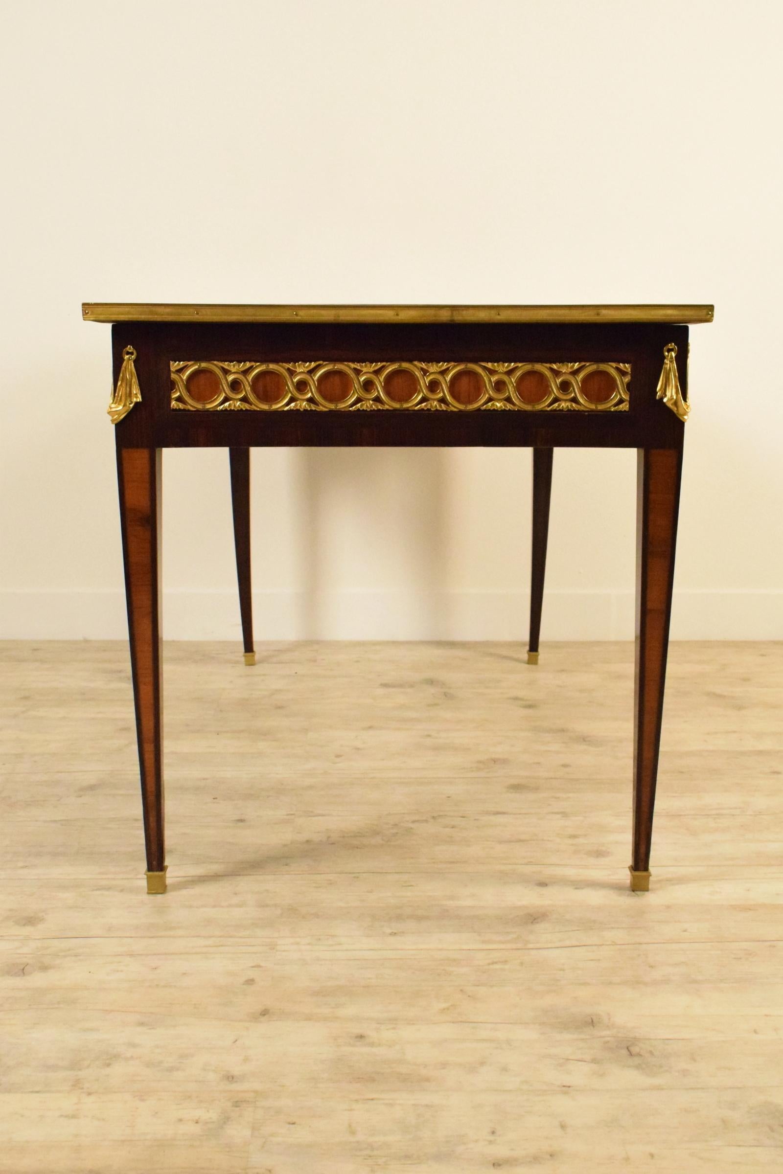 19th Century French Wood Desk Table with Golden Bronzes 4