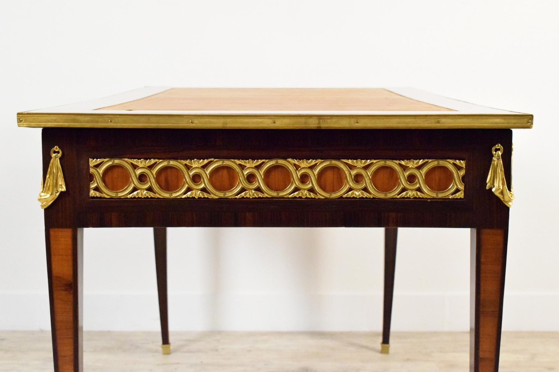 19th Century French Wood Desk Table with Golden Bronzes 5