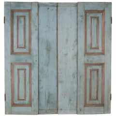 19th Century French Wood Painted Window Shutters, Pair