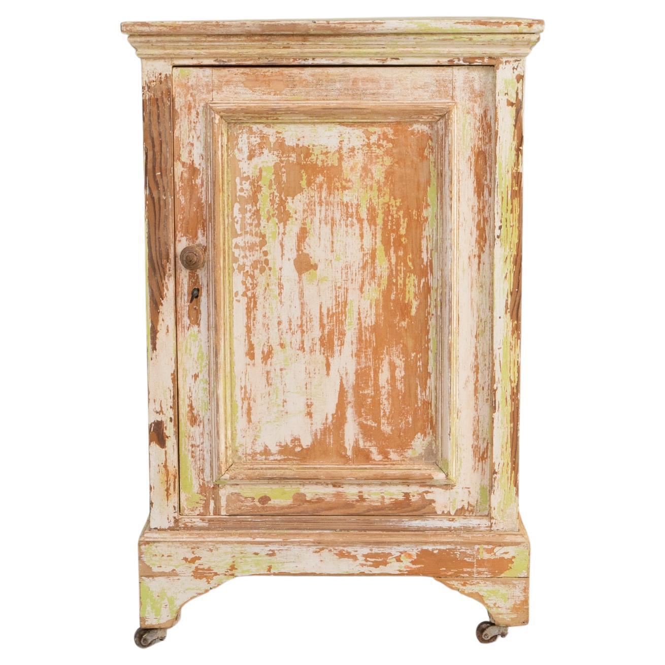 19th Century French Wood Patinated Cabinet With Wheels