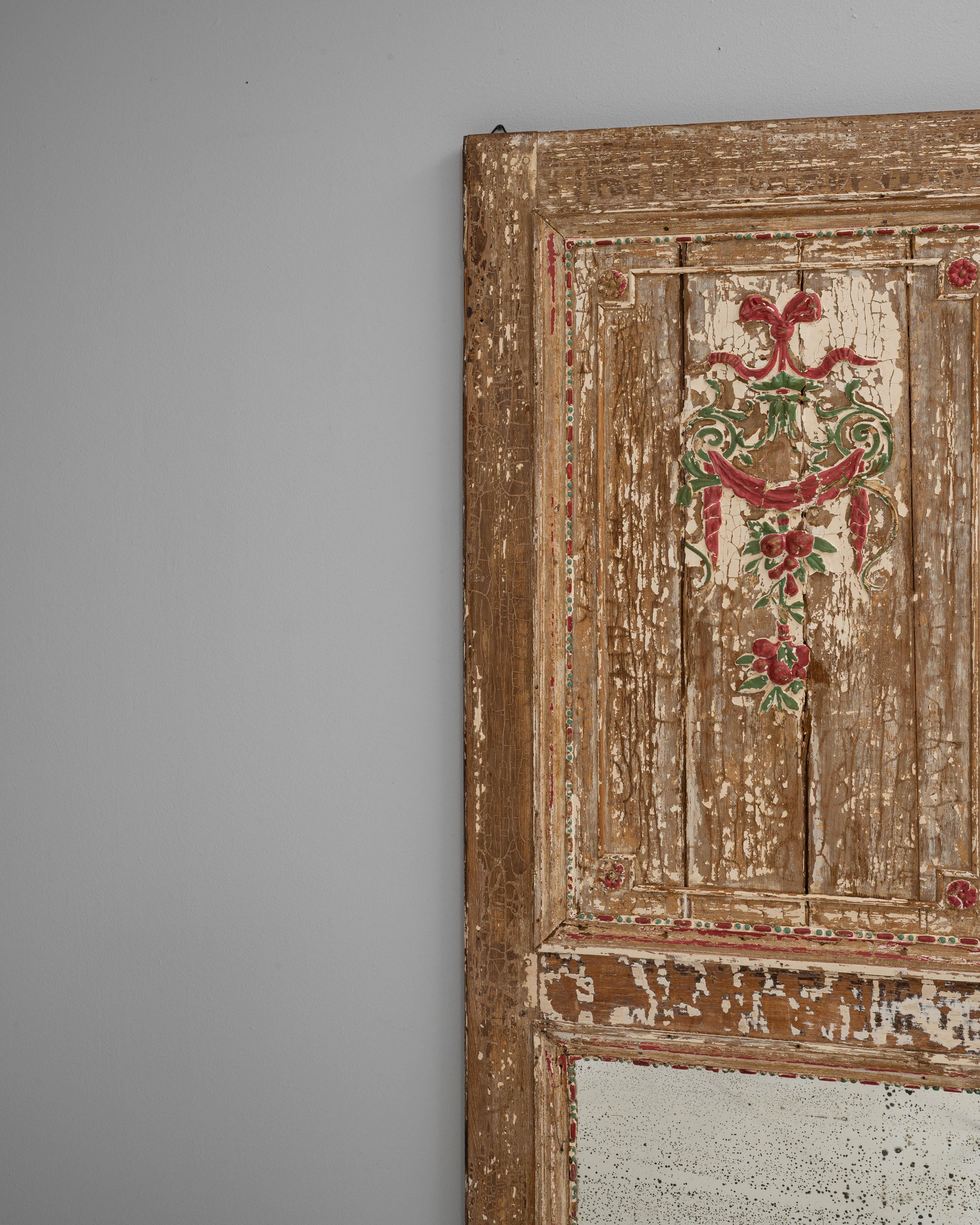 Porta in legno patinato francese del XIX secolo con specchio in vendita 3