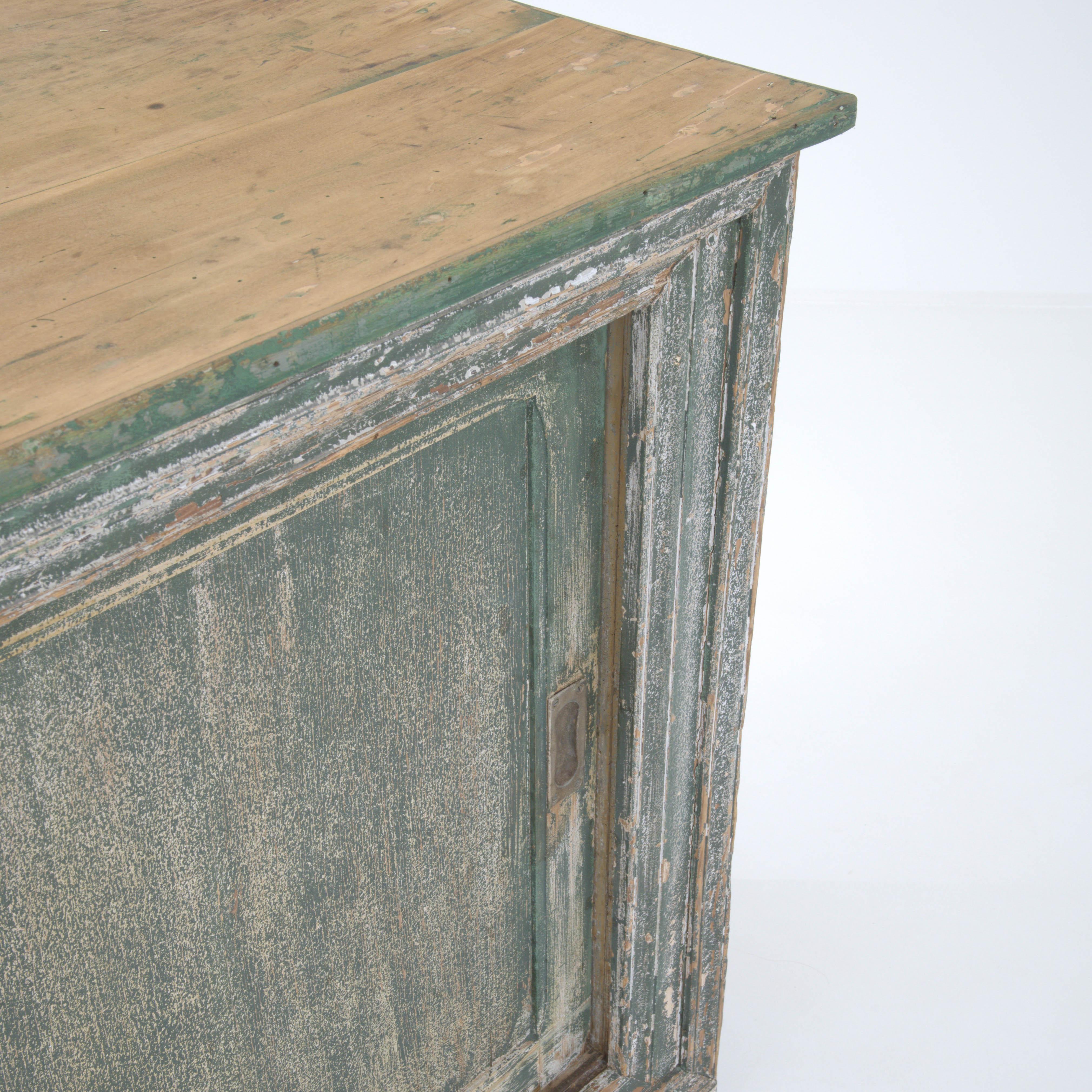 19th Century French Wood Patinated Shop Counter For Sale 10