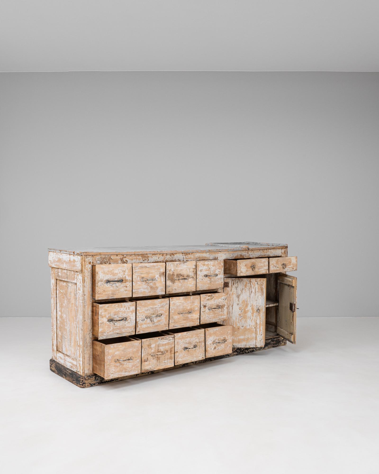 19th Century French Wood Patinated Shop Counter For Sale 3