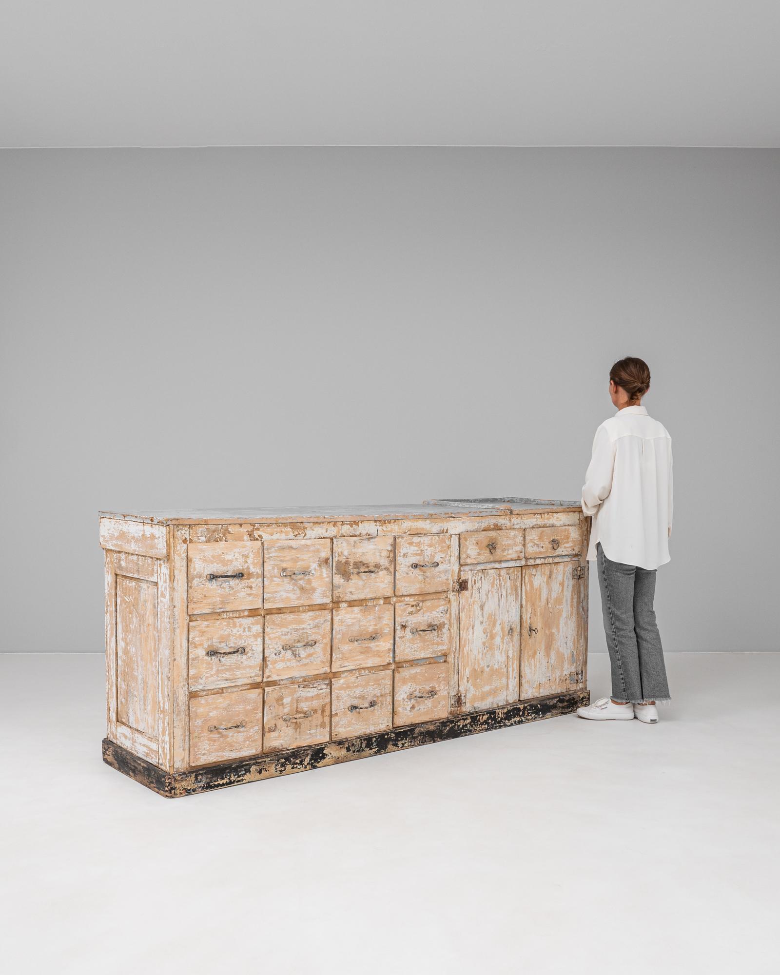 19th Century French Wood Patinated Shop Counter For Sale 4