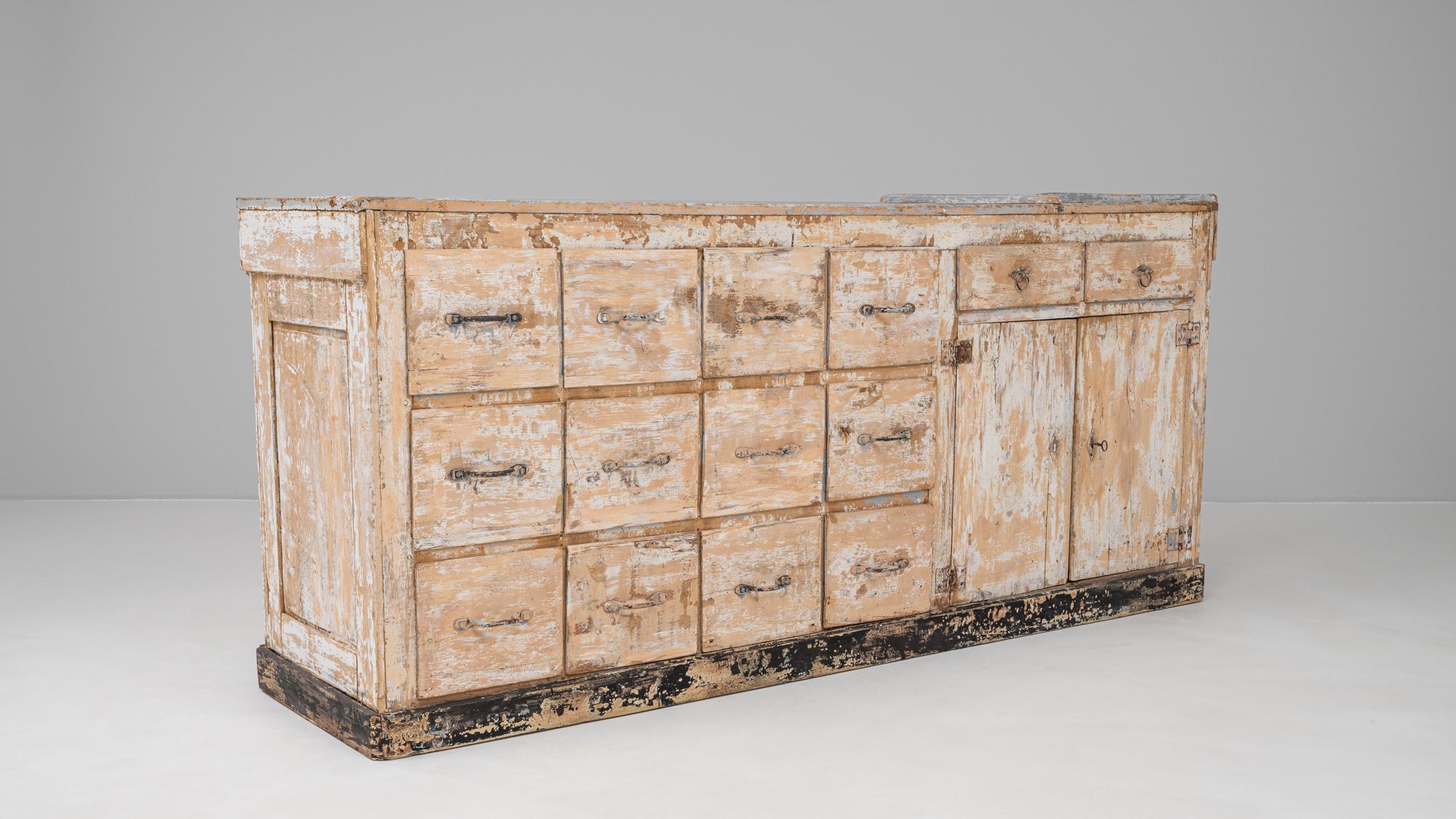19th Century French Wood Patinated Shop Counter For Sale 6
