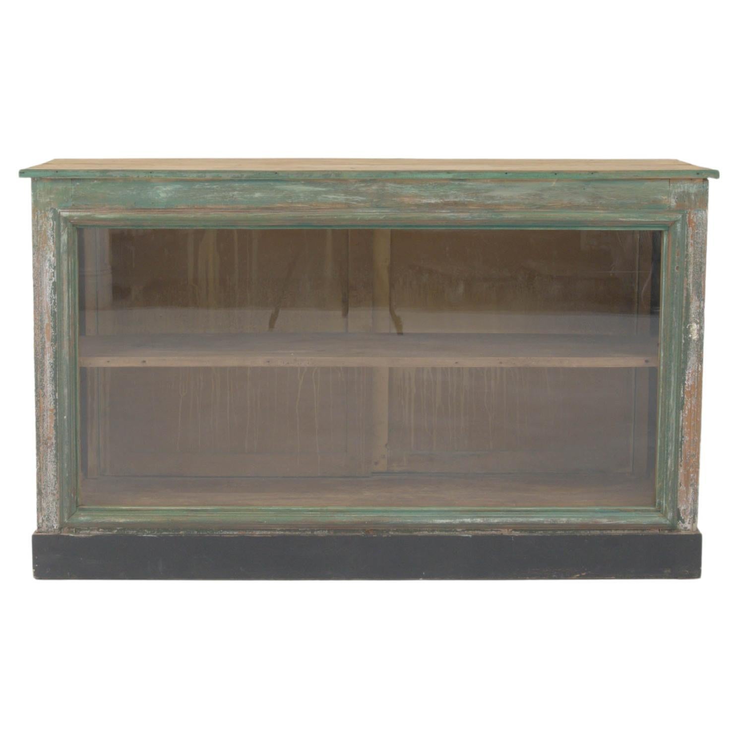 19th Century French Wood Patinated Shop Counter For Sale