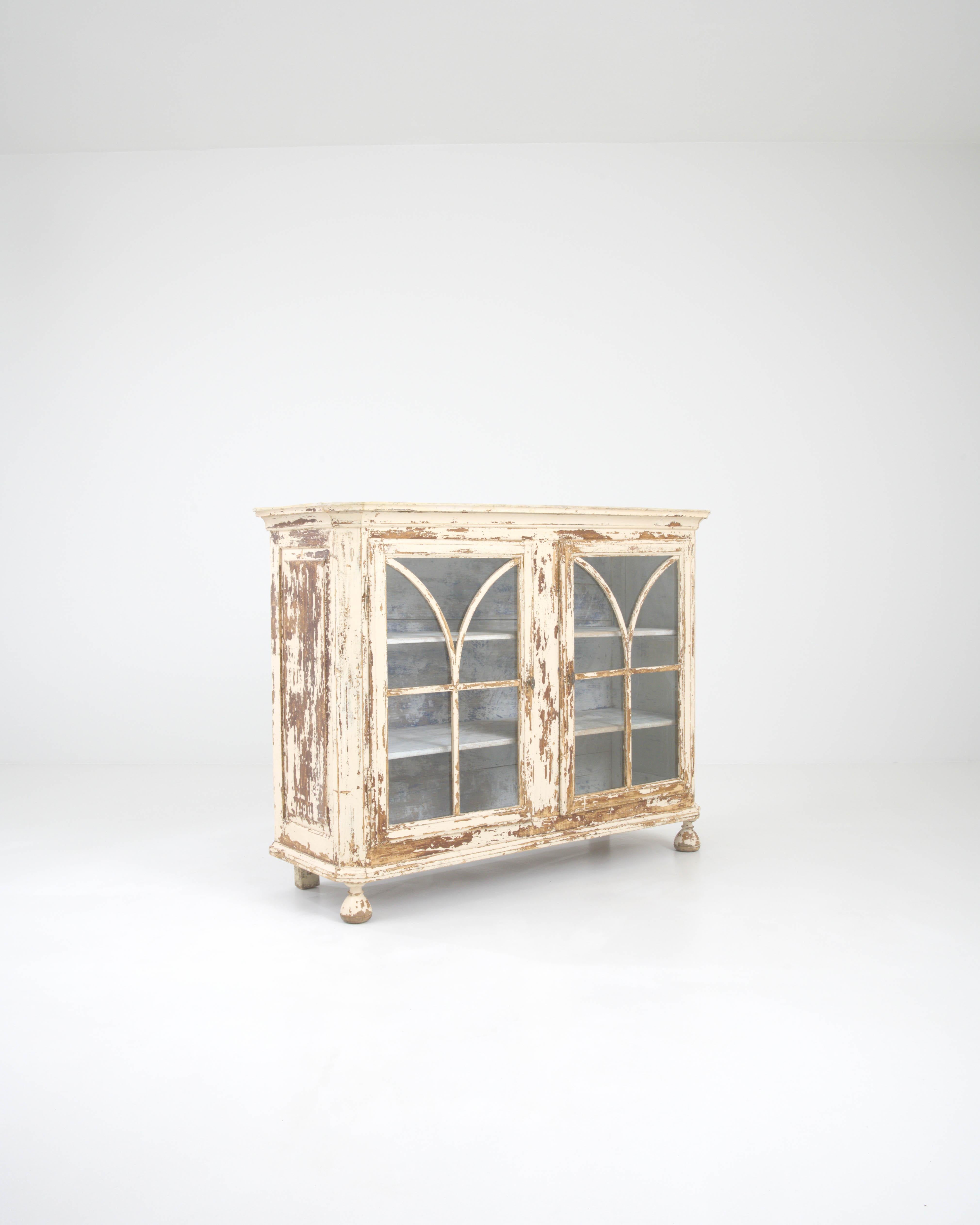 Glass 19th Century French Wood Patinated Vitrine For Sale