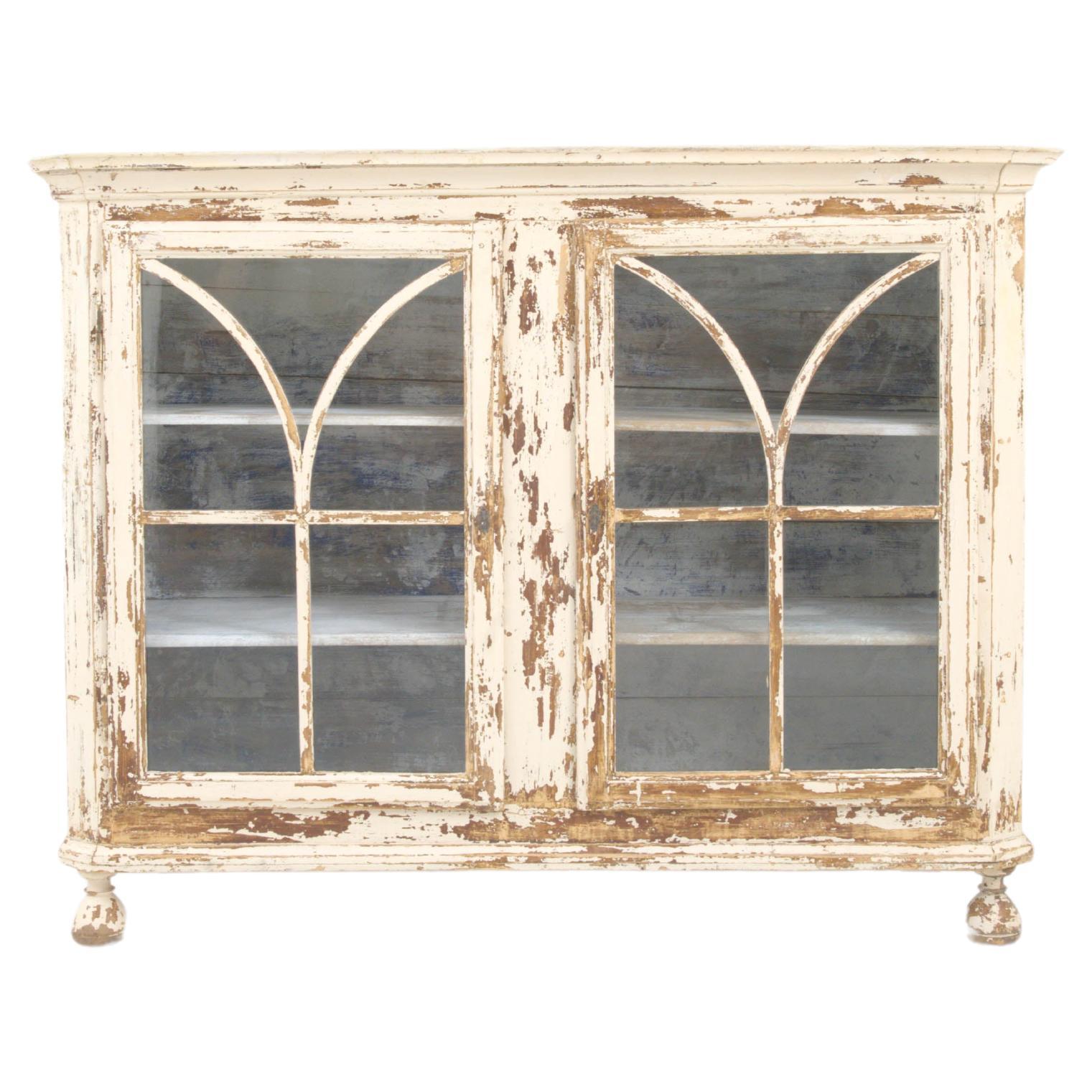 19th Century French Wood Patinated Vitrine For Sale