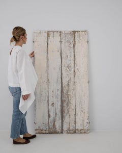 19th Century French Wood Plank Panel with Whitewashed Antique Charm