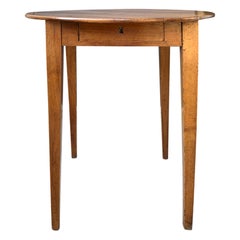 Antique 19th Century French Wood Round Table with Drawer