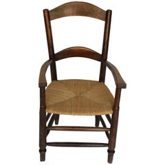 19th Century French Wood Rush Seat Chair