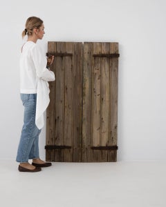 19th Century French Wood Shutters, Weathered Gray-Brown, Antique Pair