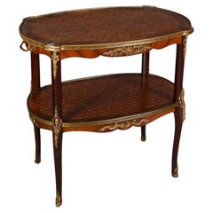 19th Century French Wood Veneer Side Table with Marquetry in Louis XV Style