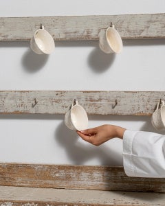 19th Century French Wood Wall Shelf with Antique White Finish
