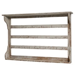 19th Century French Wood Wall Shelf with Antique White Finish