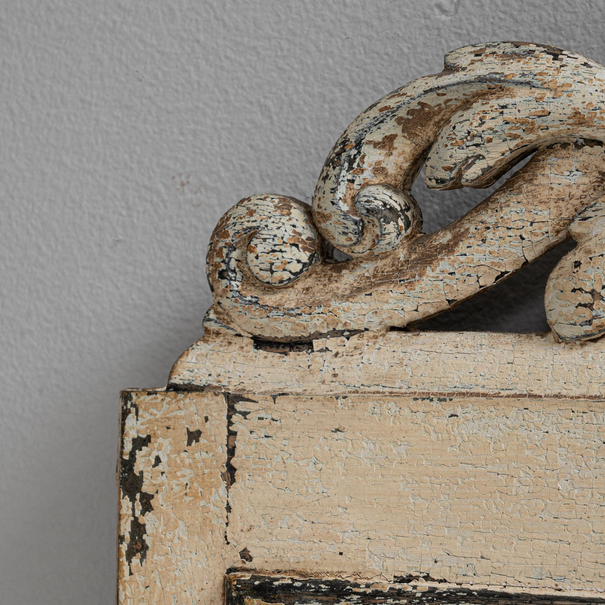 Legno Specchio francese del XIX secolo in legno patinato bianco in vendita