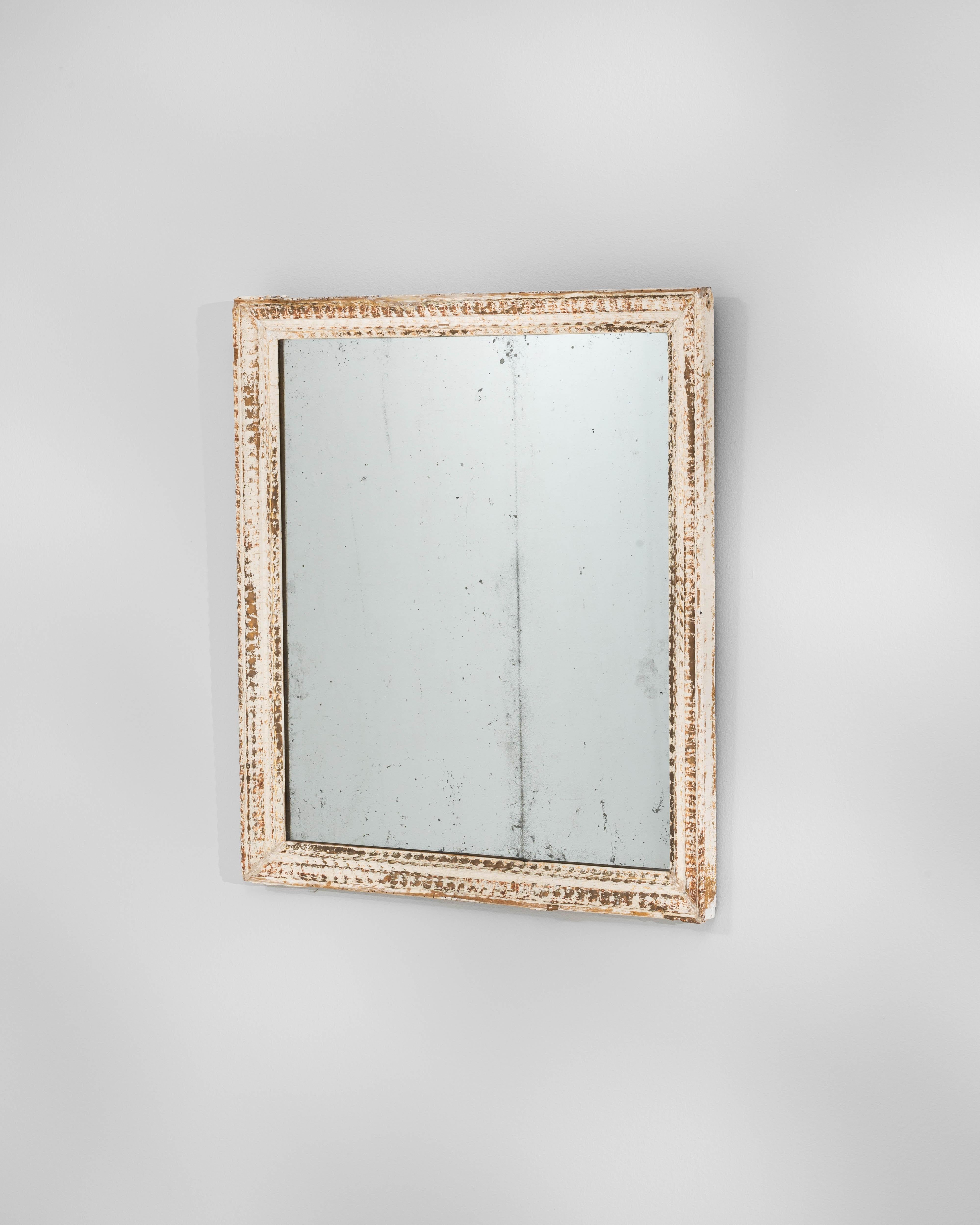 Espejo Francés Patinado Blanco de Madera del Siglo XIX en venta 3
