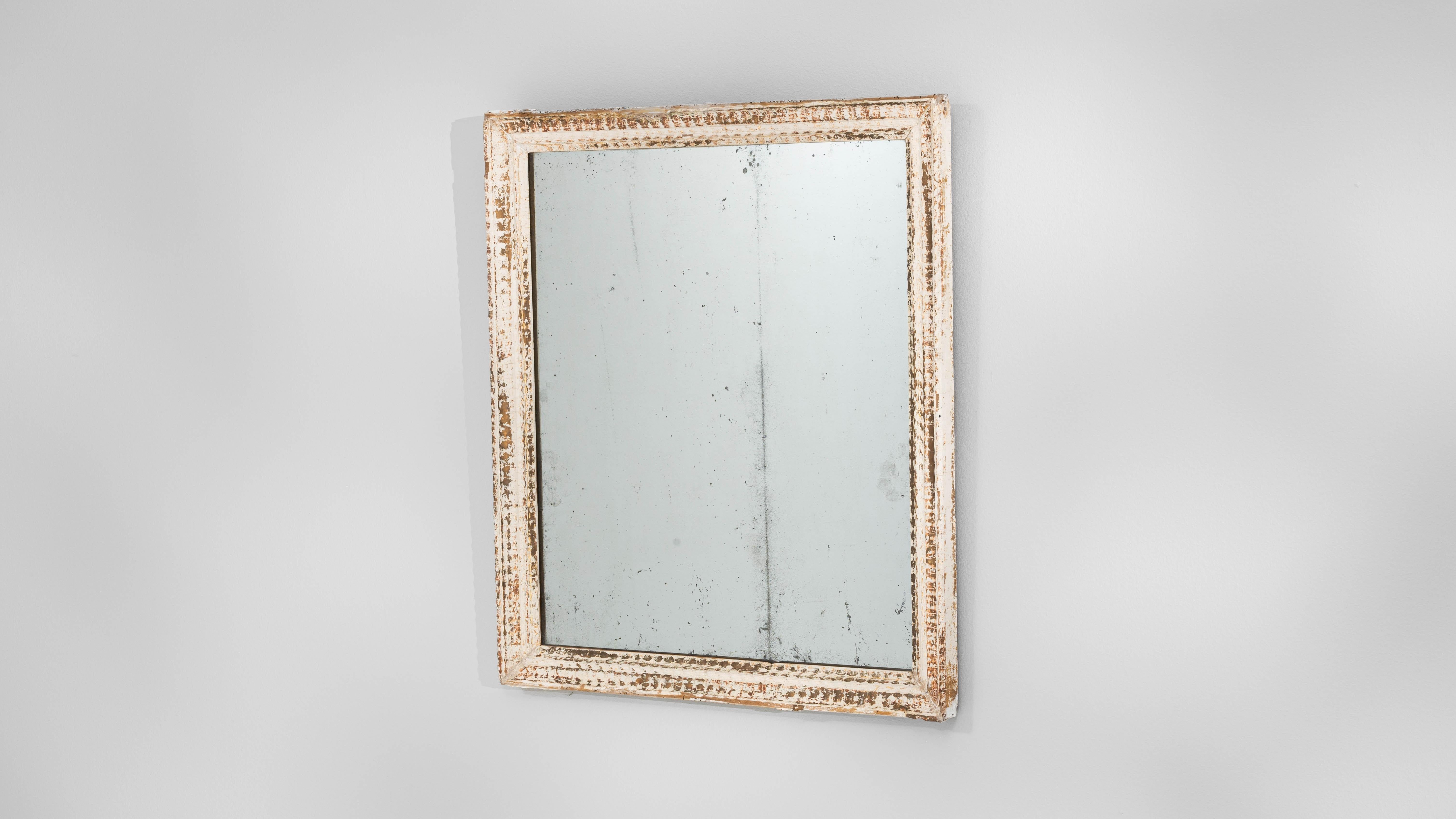 Espejo Francés Patinado Blanco de Madera del Siglo XIX en venta 4