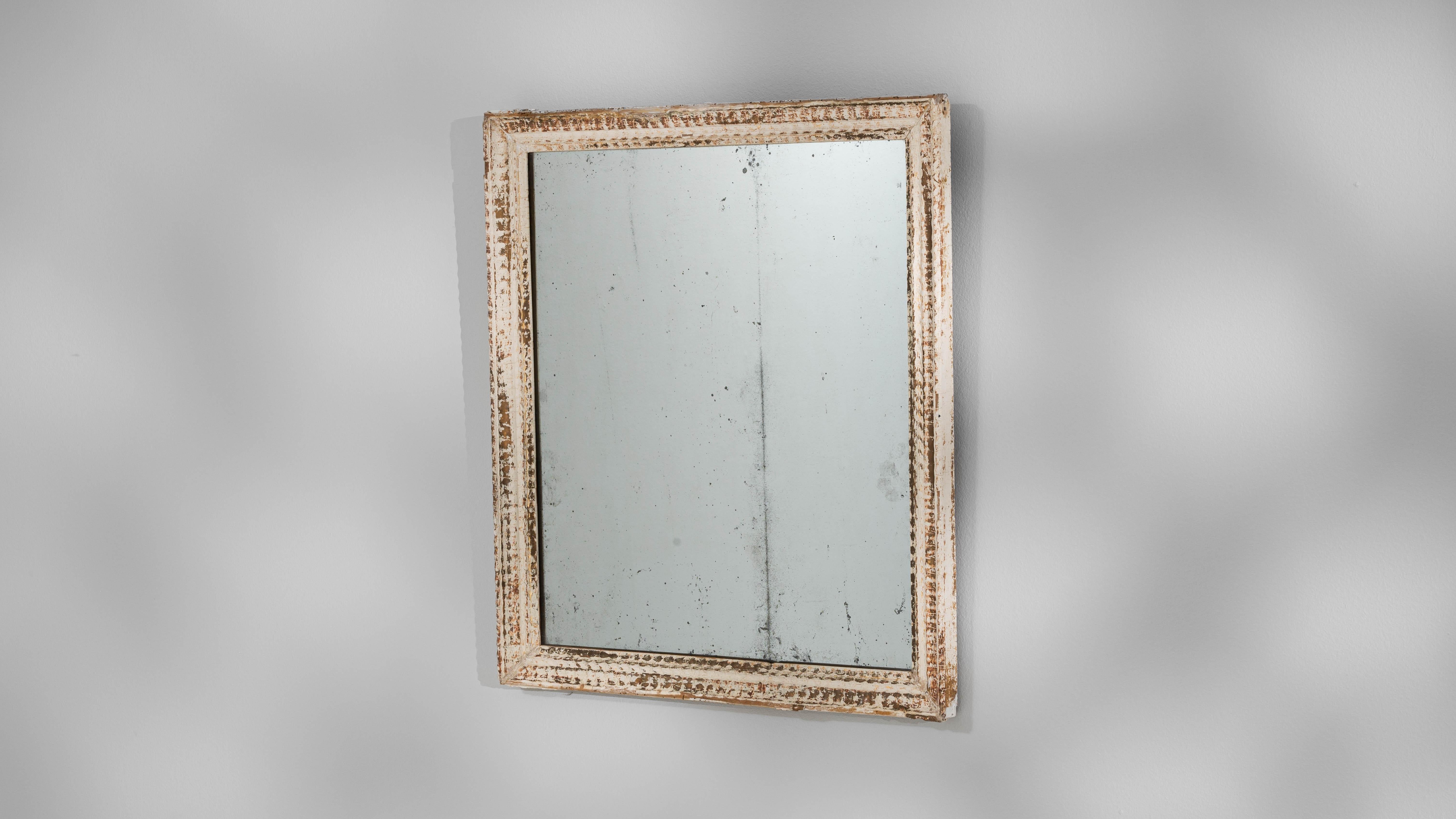 Espejo Francés Patinado Blanco de Madera del Siglo XIX en venta 5