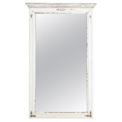 19th Century French Wood White Patinated Mirror