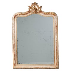 19th Century French Wood White Patinated Mirror