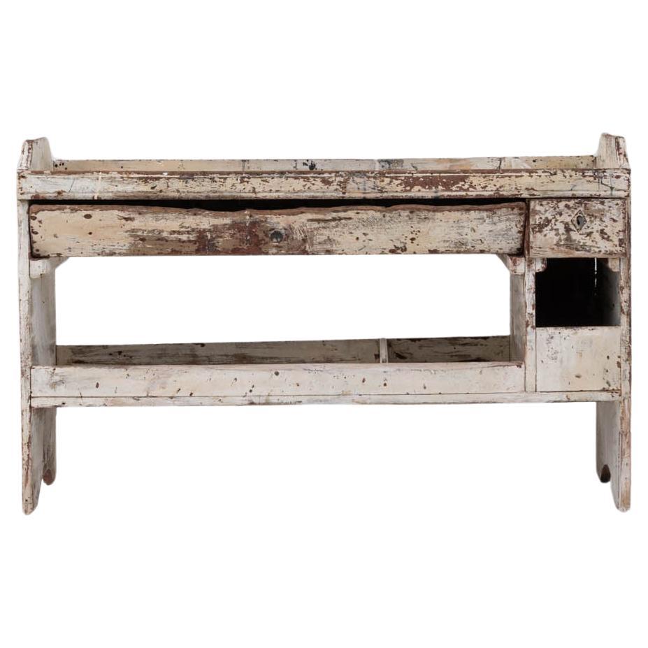19th Century French Wood White Patinated Shelf For Sale