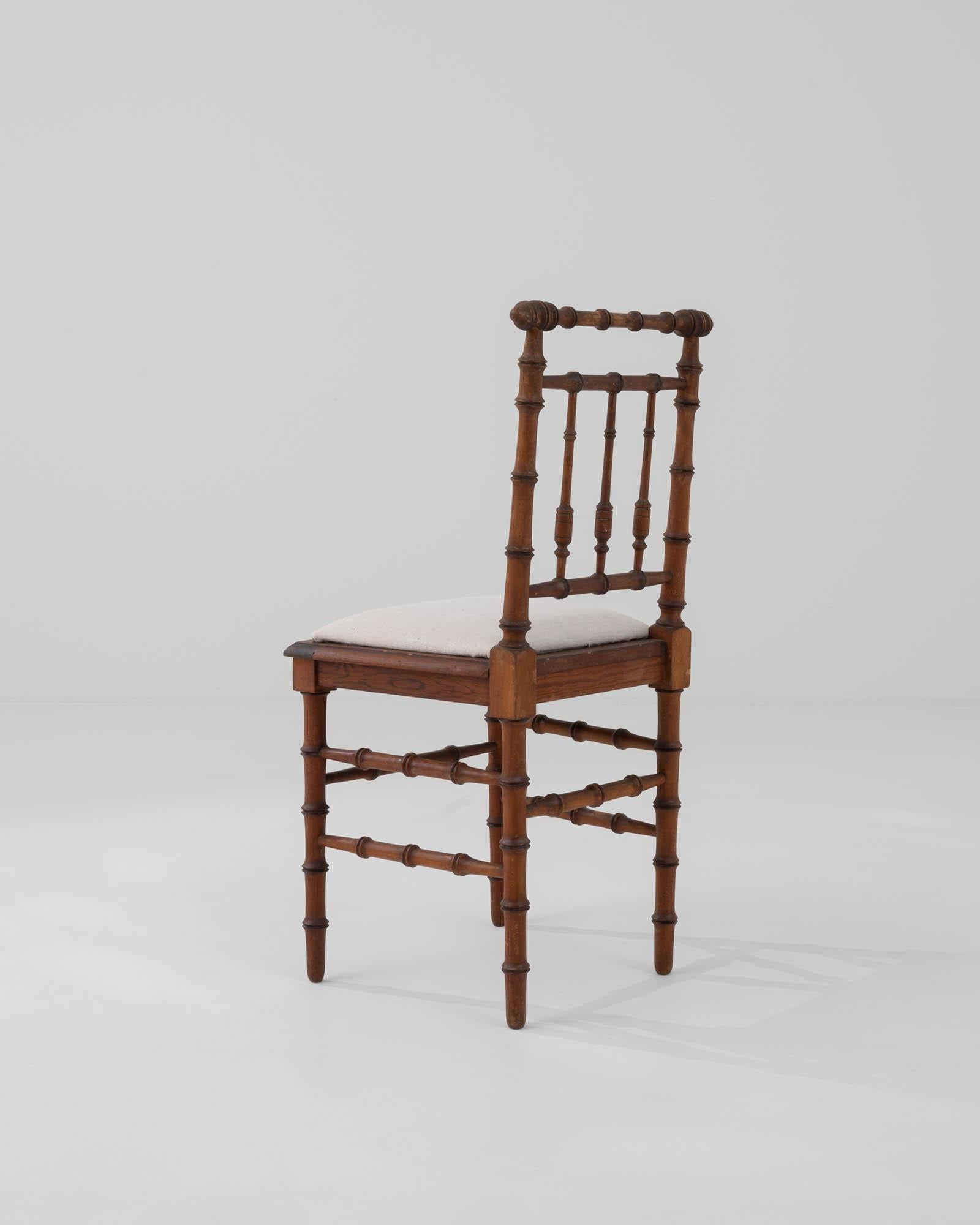 19th Century French Wooden Accent Bistro Chair with Upholstered Seat 1