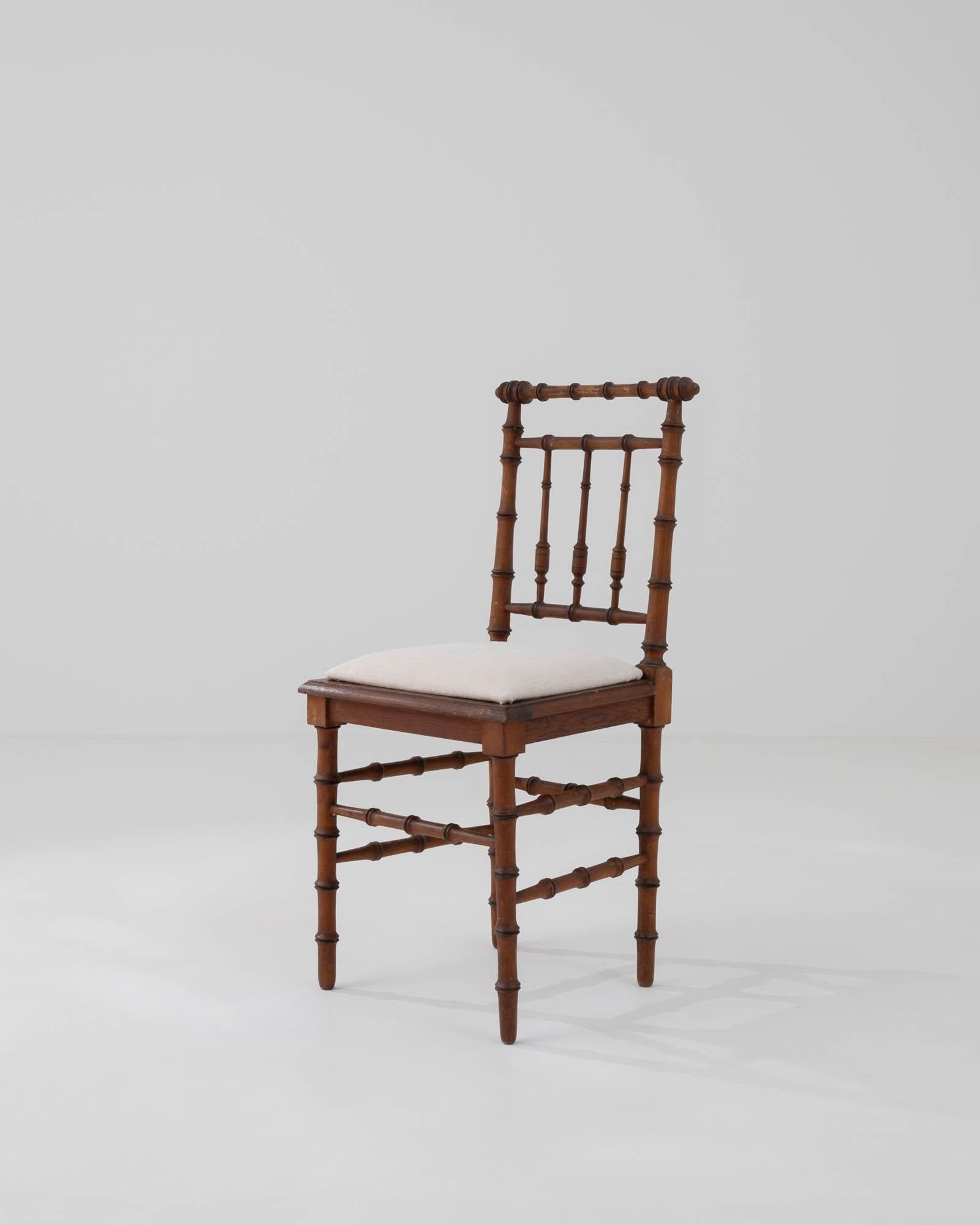19th Century French Wooden Accent Bistro Chair with Upholstered Seat 3