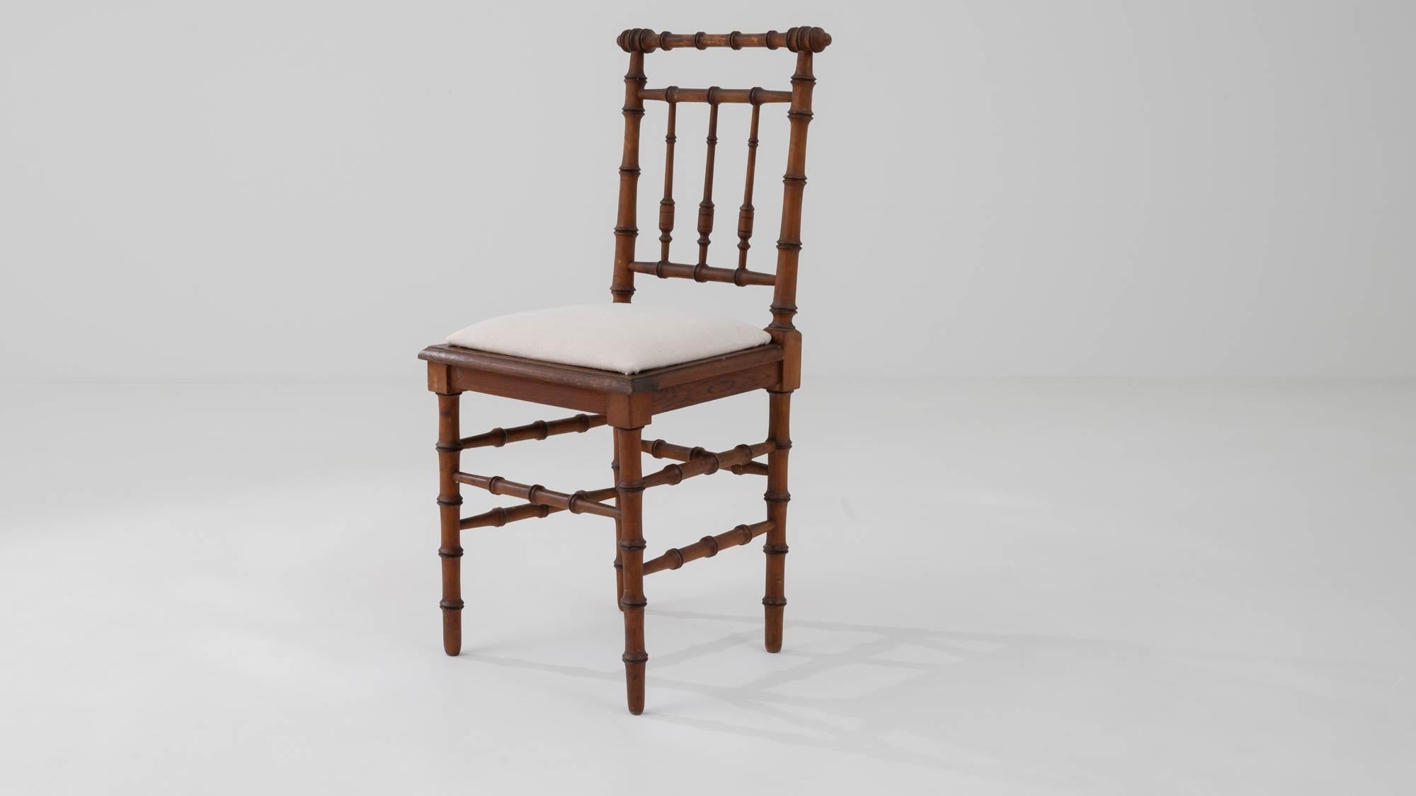 19th Century French Wooden Accent Bistro Chair with Upholstered Seat 6