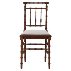 19th Century French Wooden Accent Bistro Chair with Upholstered Seat