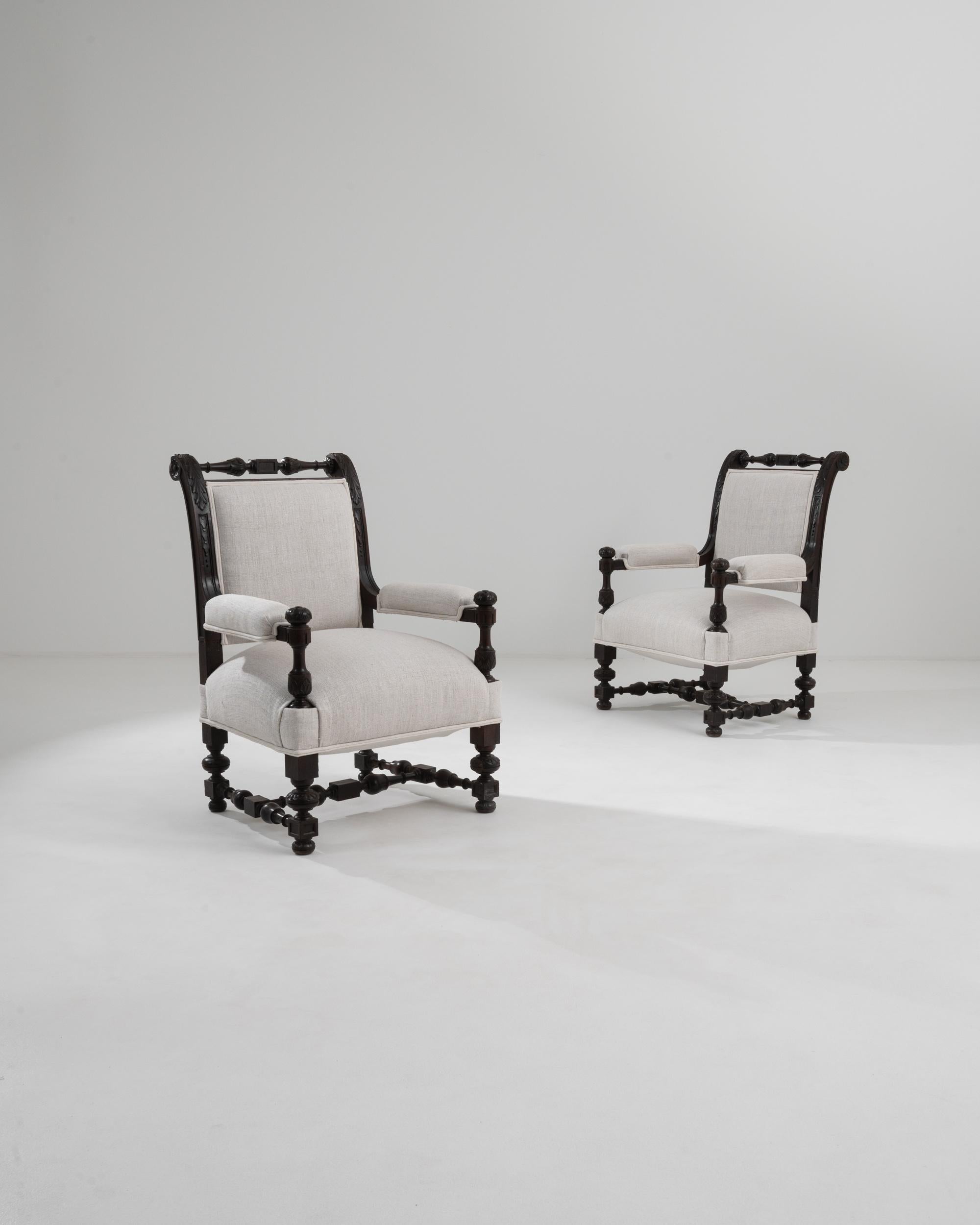 Throne Rails Backrest 19th Century French Wooden Armchairs, a Pair For Sale at 1stDibs