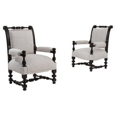 19th Century French Wooden Armchairs, a Pair