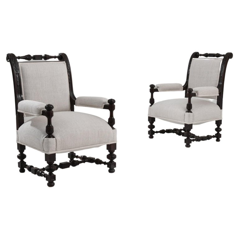 19th Century French Wooden Armchairs, a Pair For Sale at 1stDibs