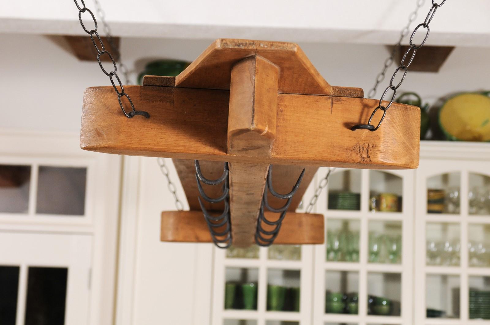 19th Century French Wooden Bacon Rack Perfect to be Used as a Pot Rack 6