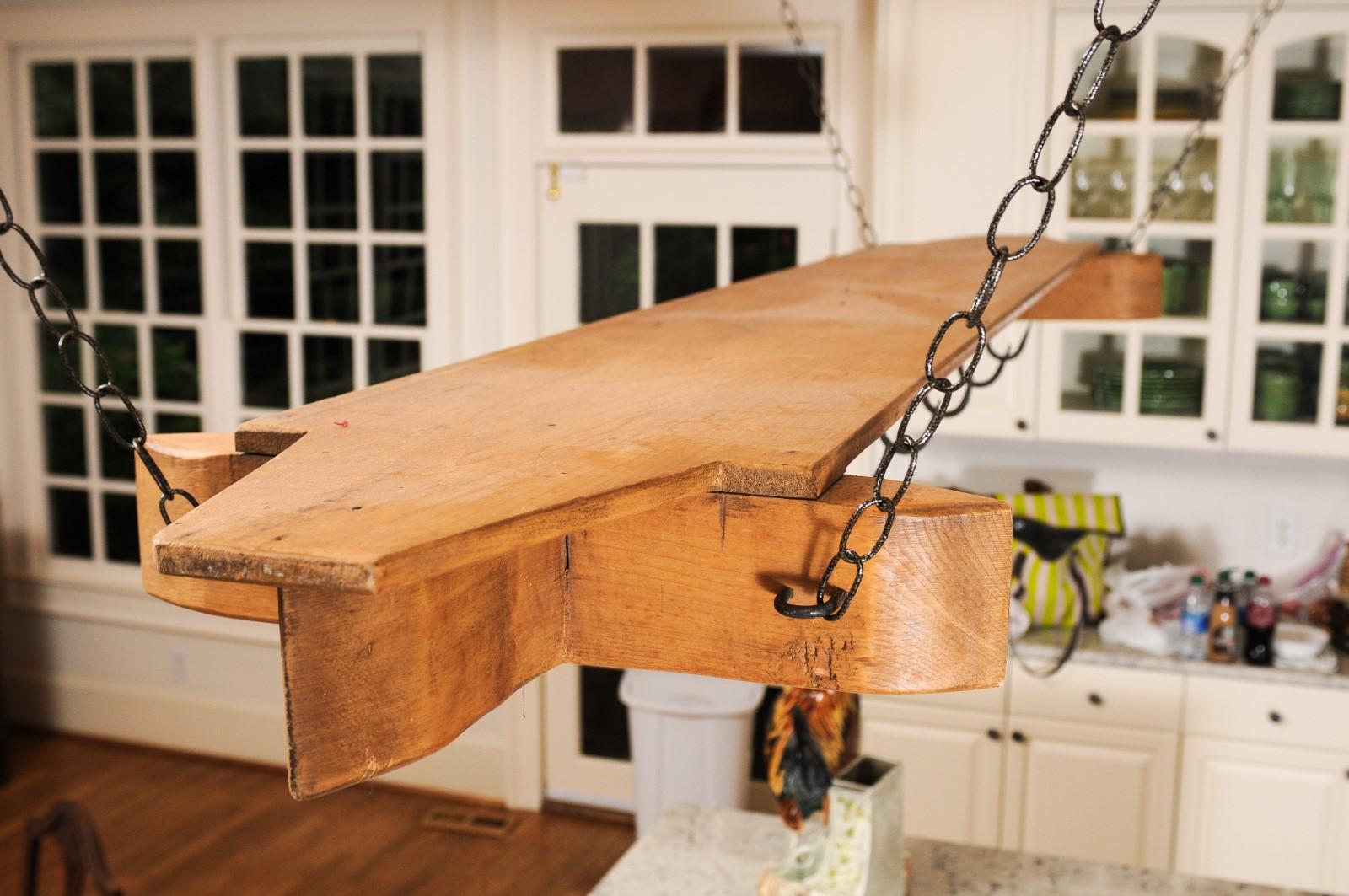 19th Century French Wooden Bacon Rack Perfect to be Used as a Pot Rack 8