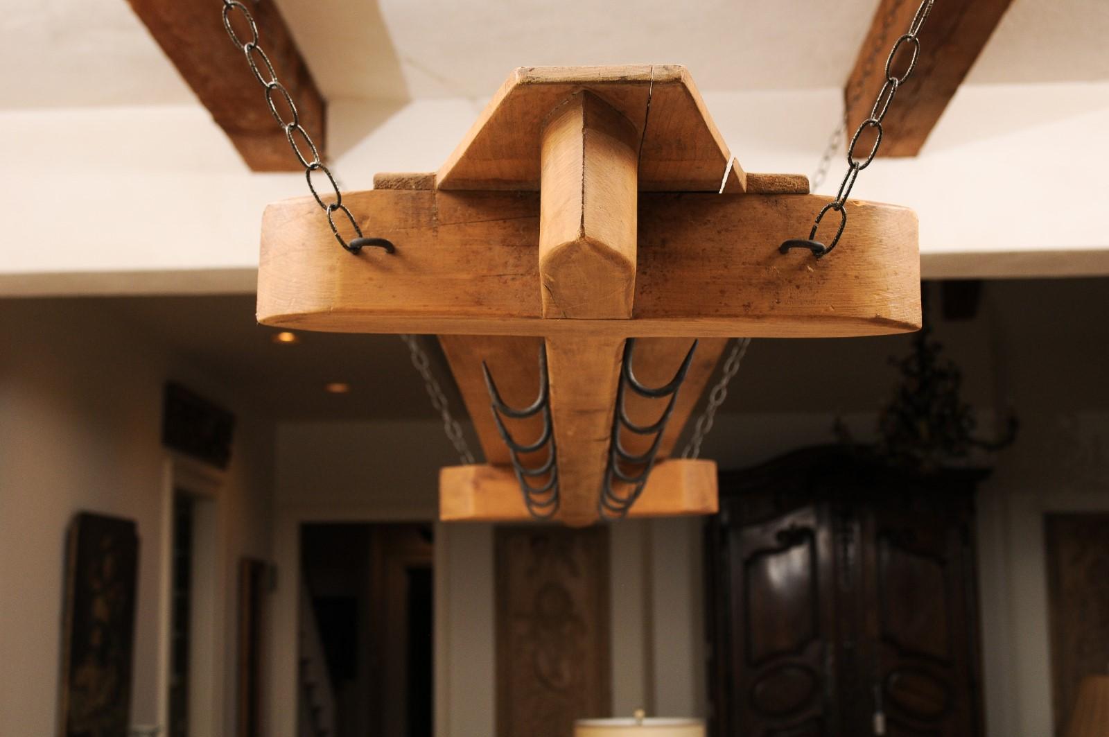 19th Century French Wooden Bacon Rack Perfect to be Used as a Pot Rack 9
