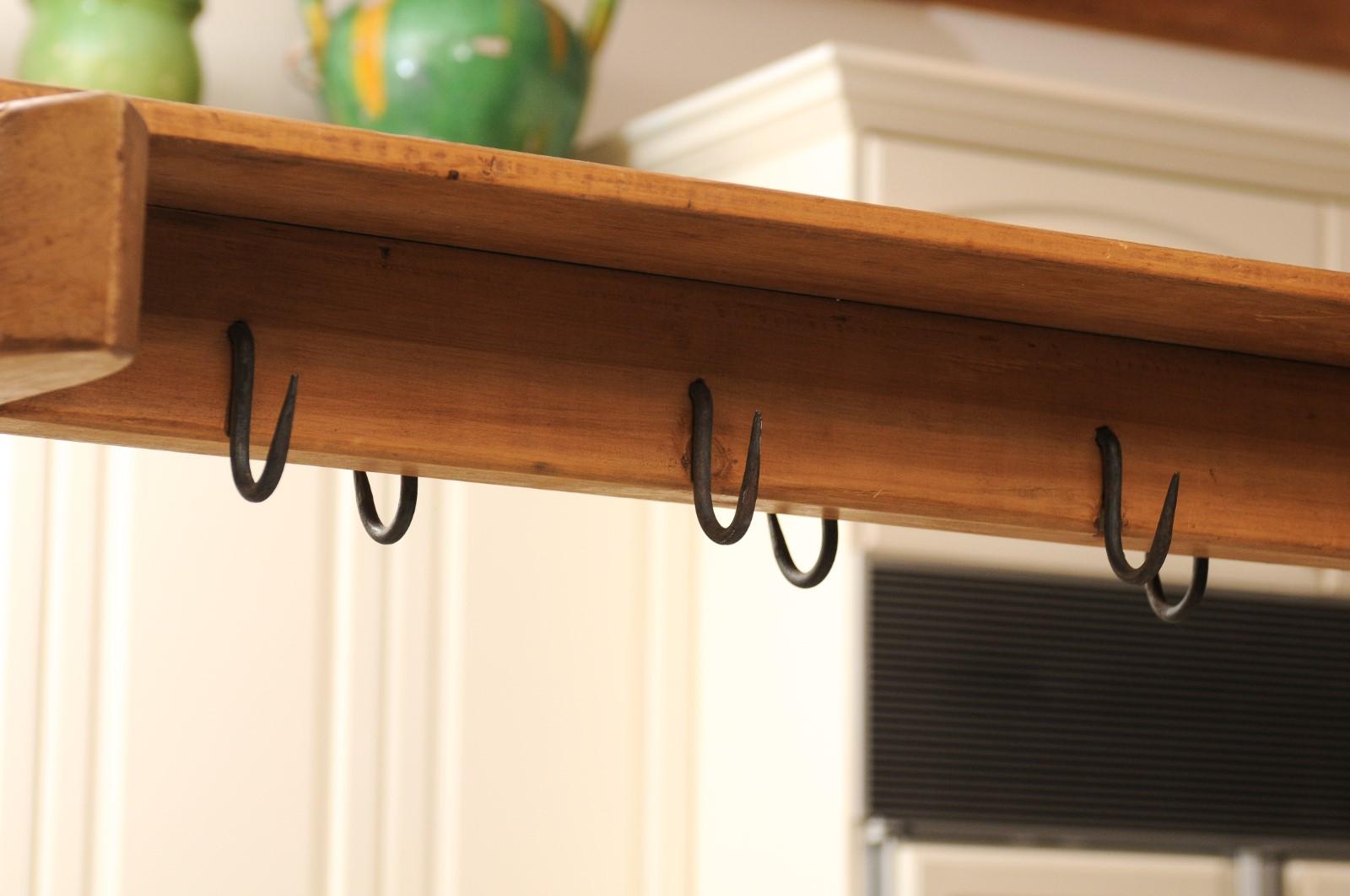 19th Century French Wooden Bacon Rack Perfect to be Used as a Pot Rack 12