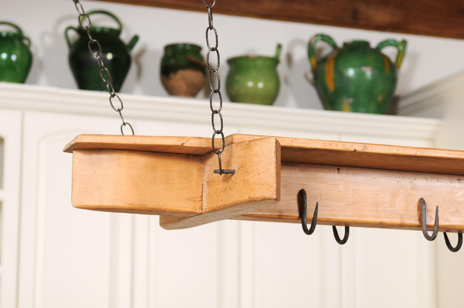 19th Century French Wooden Bacon Rack Perfect to be Used as a Pot Rack In Good Condition In Atlanta, GA