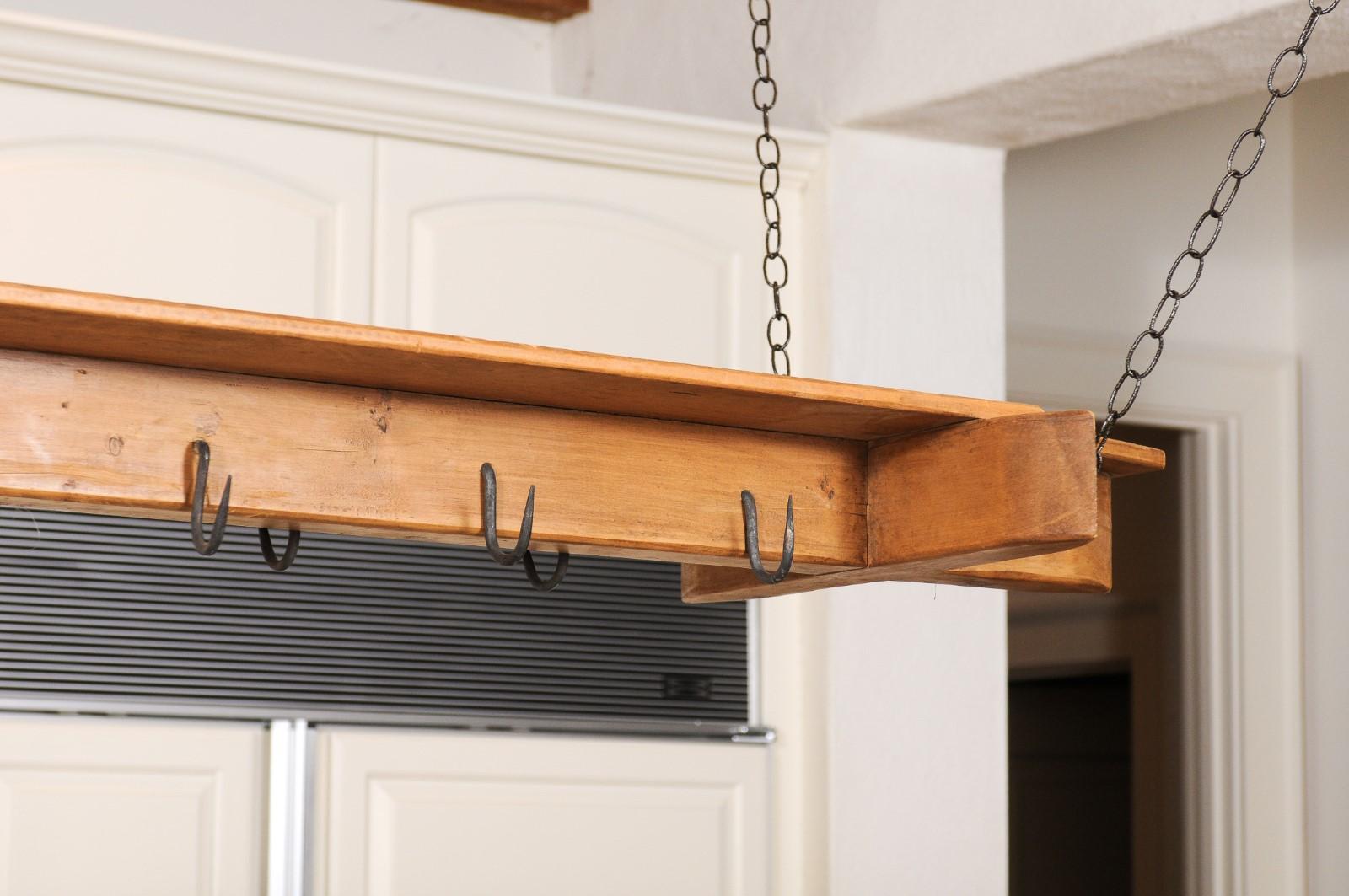 19th Century French Wooden Bacon Rack Perfect to be Used as a Pot Rack 1