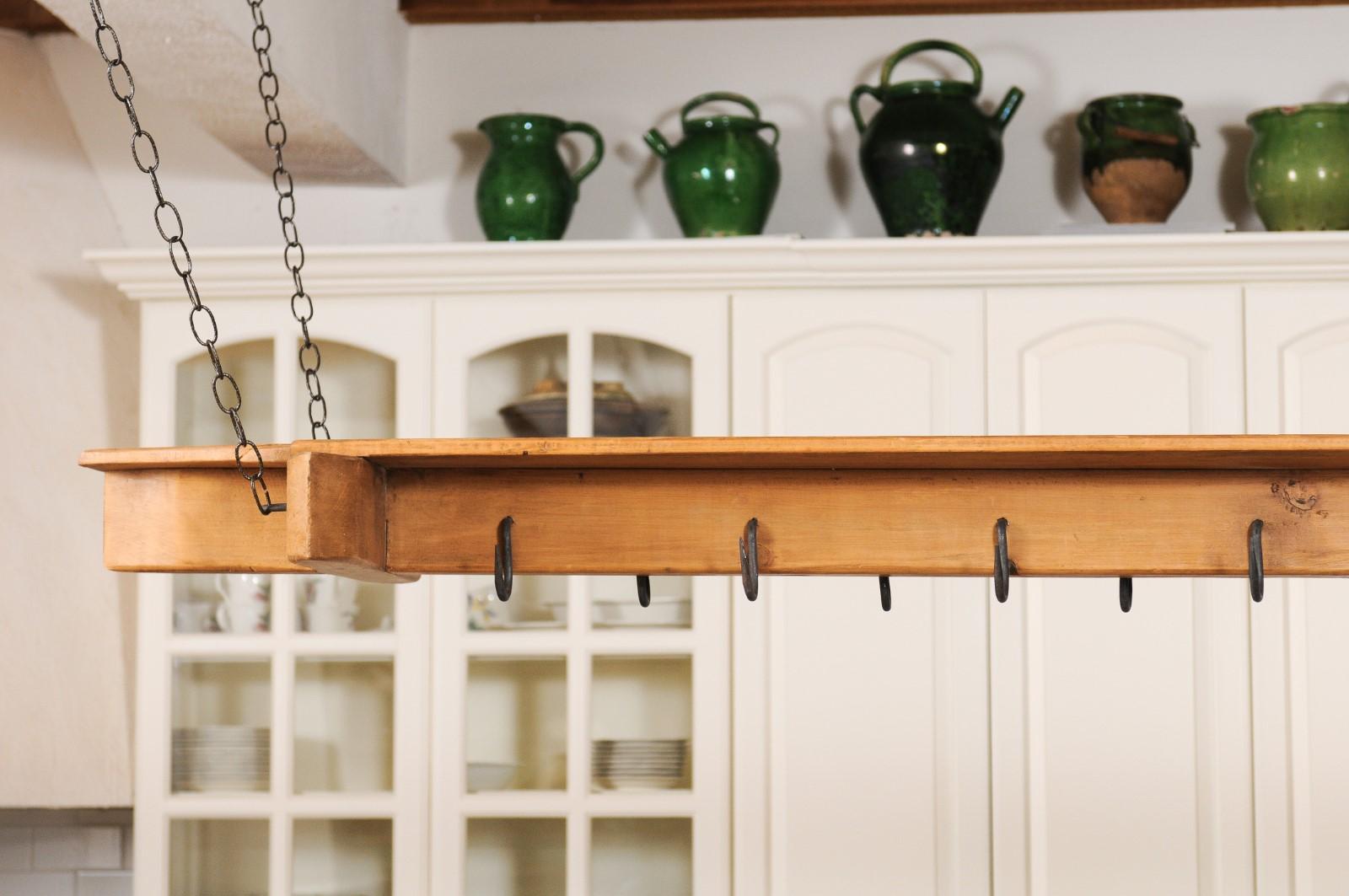 19th Century French Wooden Bacon Rack Perfect to be Used as a Pot Rack 3